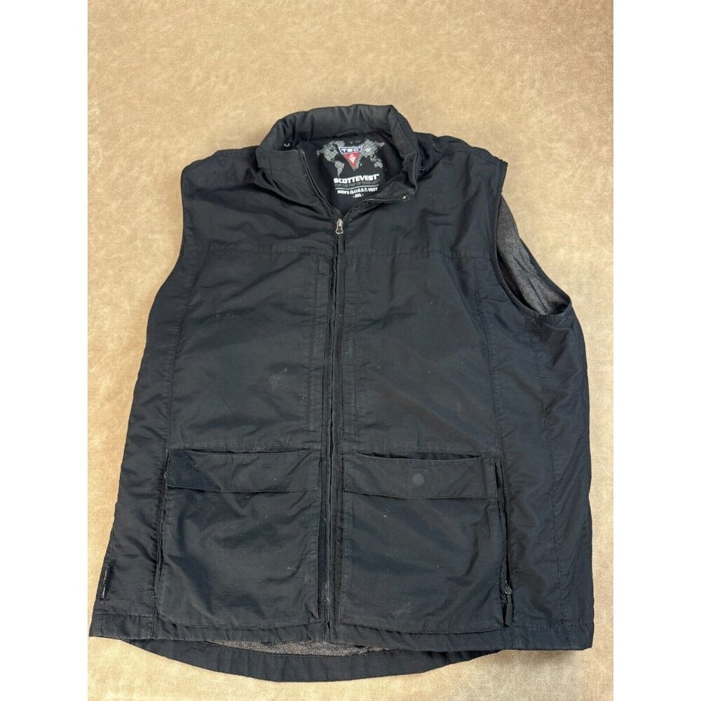 Scottevest Mens Lined Full Zip Multi-Pocket Collared‎ Black Q.U.E.S.T Vest 2XL
